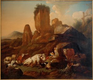 Dinlenme çoban ve sığır by Johann Heinrich Roos