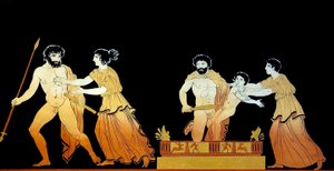 Annesi Andromache onu korumaya çalışırken Astyanax