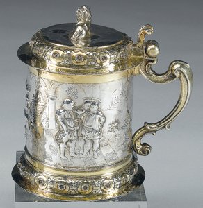 Tankard, Danzig, c.1680 (parsel yaldızlı gümüş) (ayrıca bkz. 469712) by Johann II Rohde