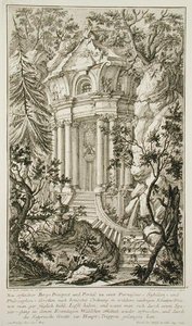Jacob Andreas Fridrich (1714-79) tarafından oyulmuş bir bahçedeki tapınak (gravür) by Johann Jacob (after) Schubler