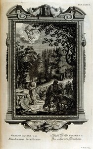 İbrahim İshak'ı kurban etmeye hazırlanıyor by Johann Jakob Scheuchzer