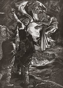 Macbeth ve Banquo üç cadıyla tanışıyor, 20. yüzyıl (gravür) by Johann Joseph Aarts