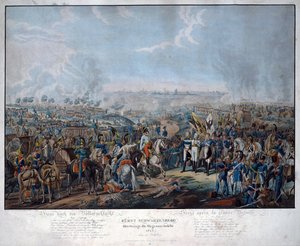 Leipzig Muharebesi (Uluslar Muharebesi), Ekim 1813'te. Avusturyalı Mareşal Schwarzenberg (1771-1820), müttefiklerin Leipzig Muharebesi'ndeki zaferini Germen İmparatoru II. François'e (= Avusturyalı François Ier; 1768 - 1835), Tza'da