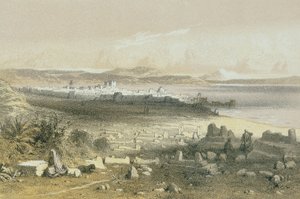 Schacher- Steinkopk J.F. Editore tarafından bir gravürde Tiberias by Johann Martin Bernatz