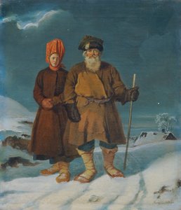 Rus köylü çift by Johann Matthias Ranftl