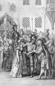 Lüksemburg İmparatoru VII. Henry (1275-1313) müstakbel eşi Brabant Dükü John I ve Dampierre Margarita'nın kızı Brabant'lı Margaret (1276-1311) ile tanışır (Kutsal Roma İmparatoru Henry VII, eşi Brabant'lı Margaret ile tanışır. John I, Dükü