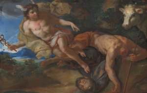 Merkür, Argus'un kafasını kestikten sonra kılık değiştirmiş Io'yu kurtarıyor, c.1690-95 (tuval üzerine yağlı boya)