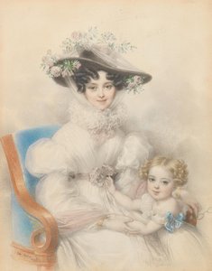 Nassau-Weilburg Prensesi Henrietta 1797-1829, kızı Maria ile, 1829.