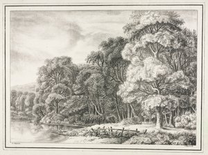 Göl ile Orman Manzarası, 1811-1816. by Johann Nepomuk Strixner