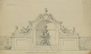 Yukarı Belvedere'nin şeftali bahçesindeki çeşme by Johann Peter Krafft