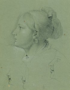 Bir Kızın Başı ("Landwehr Adamının Eve Dönüşü" konulu çalışma, 1817) by Johann Peter Krafft