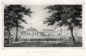 Brandenburg Kapısı, Berlin, 19. yüzyıl. by Johann Poppei
