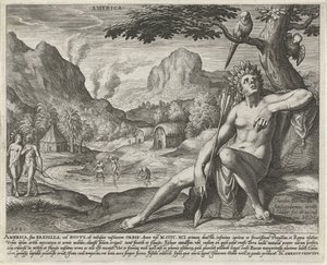 Amerika Amerika (nesne üzerindeki başlık) Dört kıta (dizi adı) by Johann Sadeler (I)