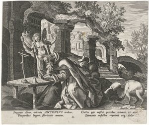 Bir keşiş olarak Büyük Anthony Erkek Hermits (dizi başlığı) Solitudo Sive Vitae Patrum Eremicolarum (dizi başlığı) by Johann Sadeler (I)