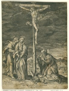 Çarmıhta İsa, Mary, John ve Mary Magdalene ile by Johann Sadeler (I)
