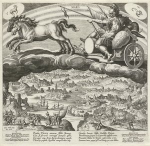Mars gezegeni ve dünya üzerindeki etkisi Yedi Gezegen (dizi başlığı) Planetarum effectus et eorum in signis zodyak (dizi adı) by Johann Sadeler (I)