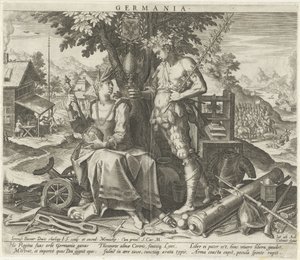 Ceres ve Bacchus ile Almanya Germanya (nesne üzerindeki başlık) Avrupa ülkelerinin alegorik temsilleri (dizi başlığı) by Johann Sadeler (I)