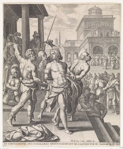 Havarilerin Kırbaçlanması Elçilerin İşleri (dizi başlığı) by Johann Sadeler (I)