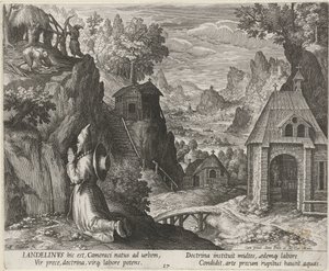 Bir keşiş olarak Aziz Landelinus Hermits (dizi adı) Oraculum Anachoreticum (dizi adı) by Johann Sadeler (I)