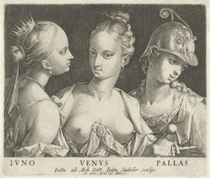 Juno, Venüs ve Minerva Ivno Venvs Pallas (nesne üzerindeki başlık) by Johann Sadeler (I)