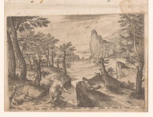 Düşen Icarus ile manzara by Johann Sadeler (I)