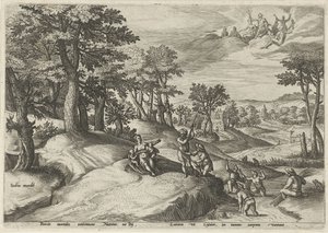 Leto (Latona) Likyalıları kurbağaya çevirir Mitolojik sahneleri olan manzaralar (dizi adı) by Johann Sadeler (I)