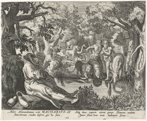 Bir keşiş olarak İskenderiyeli Macarius Erkek Hermits (dizi başlığı) Solitudo Sive Vitae Patrum Eremicolarum (dizi başlığı) by Johann Sadeler (I)
