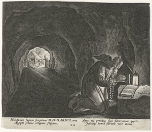 Bir keşiş olarak Mısır Macarius Erkek Hermits (dizi başlığı) Solitudo Sive Vitae Patrum Eremicolarum (dizi başlığı) by Johann Sadeler (I)