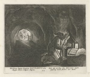 Bir keşiş olarak Mısır Macarius Erkek Hermits (dizi başlığı) Solitudo Sive Vitae Patrum Eremicolarum (dizi başlığı) by Johann Sadeler (I)