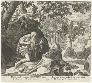 Bir keşiş olarak Büyük Onyphrius Erkek Hermits (dizi başlığı) Solitudo Sive Vitae Patrum Eremicolarum (dizi başlığı) by Johann Sadeler (I)