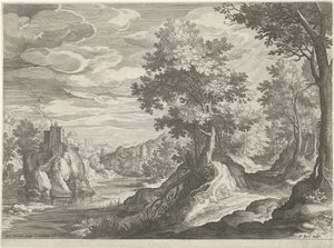 Bir kale ile nehir manzarası by Johann Sadeler (I)