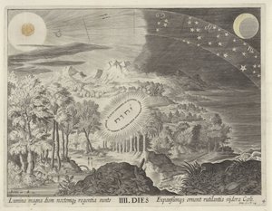 Güneş, ay ve yıldızların yaratılışı Dünyanın Yaratılışı (dizi adı) by Johann Sadeler (I)