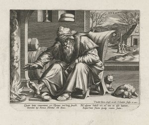 Kış mevsimi Hyems (nesne üzerindeki başlık) Dört Mevsim (dizi adı) by Johann Sadeler (I)