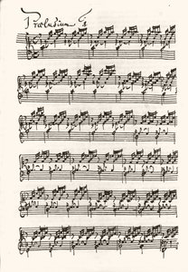 Jean Sebastien Bach (Johann Sebastian Bach) için bir nota sayfası