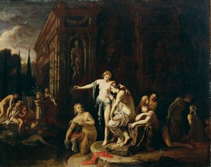Diana ve Callisto banyoda by Johann Spillenberger