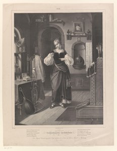 Elinde yüzük olan kadınla iç mekan Goldschmied'in Töchterlein'i (nesne üzerindeki başlık) Kuyumcunun kızı (dizi başlığı) by Johann Sprick