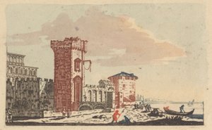 Kaleler, Harabeler ve Deniz Manzaraları - Altı Renkli Gravür by Johann Teyler