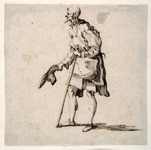 Ayakta ve Şapkasını Çıkaran Köylü Adam (kağıt üzerinde kalem ve mürekkep) by Johann Wilhelm Baur