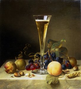 Bir kadeh şampanya ile Natürmort, 1855