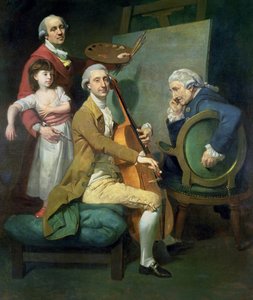 Kızı Maria Theresa (?) ve Muhtemelen Giacobbe ve James Cervetto (?) ile Otoportre (?) c.1779 (tuval üzerine yağlı boya)