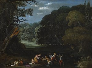 Latona, Likyalı köylüleri kurbağaya dönüştürüyor (Elsheimer