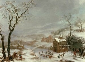 Flustal Nehri yakınında kış manzarası by Johann the Yngr. Dallinger von Dalling