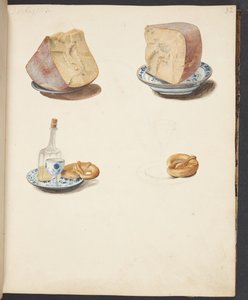 Peynir, schnapps ve brezel ile aranjman
