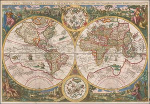 1596 Dünya Haritası - Orbis Terrae Compendiosa Descriptio Ex peristissimorum totius orbis Gaeographorum operibus desumpta by Johannes Baptista Vrints