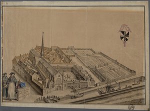 Bruges'deki Predikheren Manastırı (kağıt üzerine sulu boya ve kalem) by Johannes Beerblock