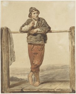 Önden ayakta pipo içen adam by Johannes Engel Masurel