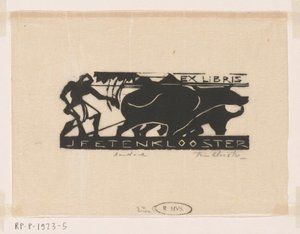 Ekslibris J.F.E. Manastırda by Johannes Frederik Engelbert ten Klooster (signed by artist)
