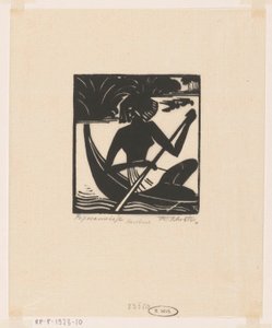 Papua kızı (nesnedeki orijinal başlık) by Johannes Frederik Engelbert ten Klooster (signed by artist)