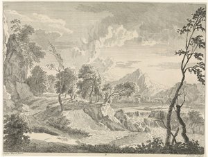 Şelale ile tepelik manzara Gaspar Poussin