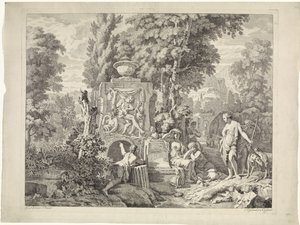 Bir Çeşme, Diana ve Perileri ile Manzara İncil, mitolojik ve alegorik temsiller (dizi başlığı)